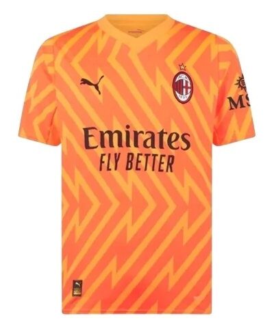camisa ac milan goleiro ii 23 24 torcedor adidas masculina laranja com detalhes em amarelo e preto 1 1