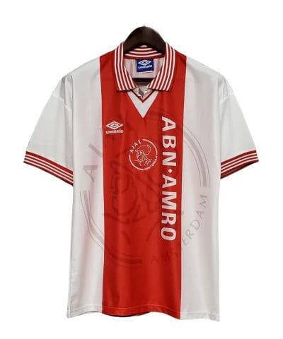 camisa ajax i 1995 1996 masculina umbro branca e vermelha 1 2