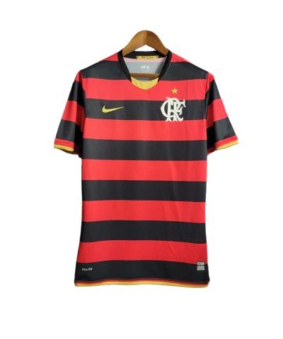 camisa flamengo i retr 08 09 torcedor masculina vermelha com detalhes em preto e amarelo 1 1