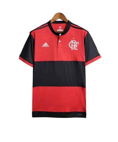 camisa flamengo i retr 17 18 torcedor masculina vermelha com detalhes em preto 1 1