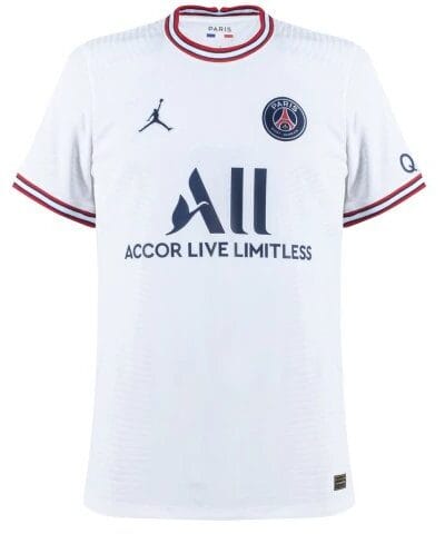 camisa paris saint germain fourth 21 22 torcedor jordan masculina branca 1 2