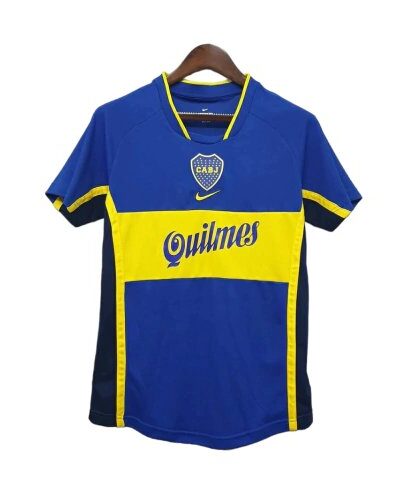 camisa retr boca juniors 2001 nike masculina azul com detalhes em amarelo 1 2