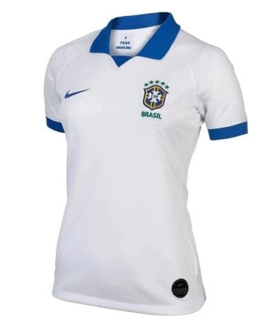 camisa sele o brasileira copa am rica 2019 2020 torcedor nike feminina branca com detalhes em azul e verde 1 1