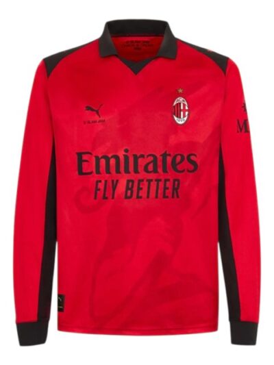 camisa ac milan edicao especial slam jam iv manga longa torcedor puma masculina vermelha e preta