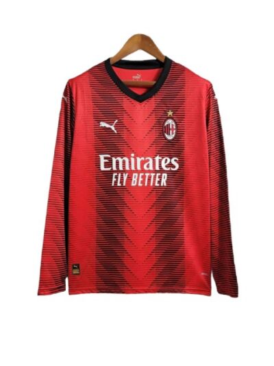 camisa ac milan i manga longa torcedor puma masculina vermelha e preta