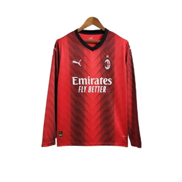 camisa ac milan i manga longa torcedor puma masculina vermelha e preta