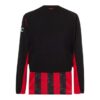 camisa ac milan i manga longa torcedor puma masculina preta e vermelha com detalhes em cinza