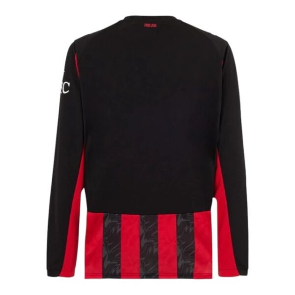camisa ac milan i manga longa torcedor puma masculina preta e vermelha com detalhes em cinza