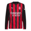 camisa ac milan i manga longa torcedor puma masculina preta e vermelha com detalhes em cinza