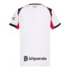 camisa ac milan ii torcedor puma feminina branca com detalhes em vermelho e preto