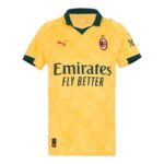camisa ac milan iii torcedor puma feminina amarela com detalhes em verde