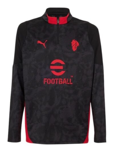 camisa ac milan treino manga longa torcedor puma masculina preta