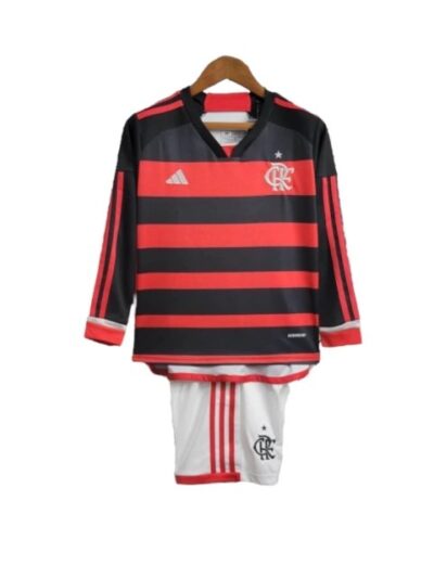 kit infantil flamengo i manga longa adidas vermelho e preto