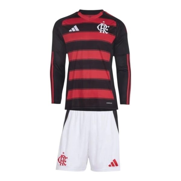 kit infantil flamengo i manga longa adidas vermelho e preto