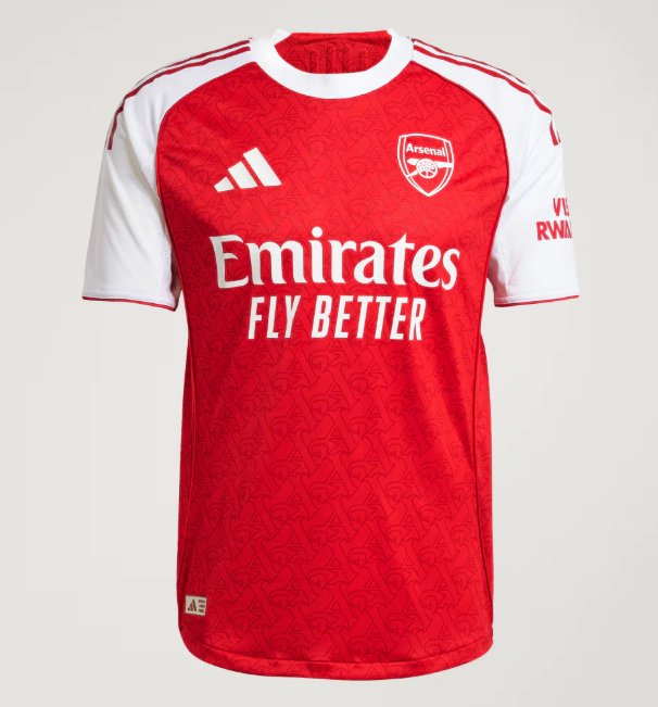 Camisa oficial do Arsenal vermelha e branca