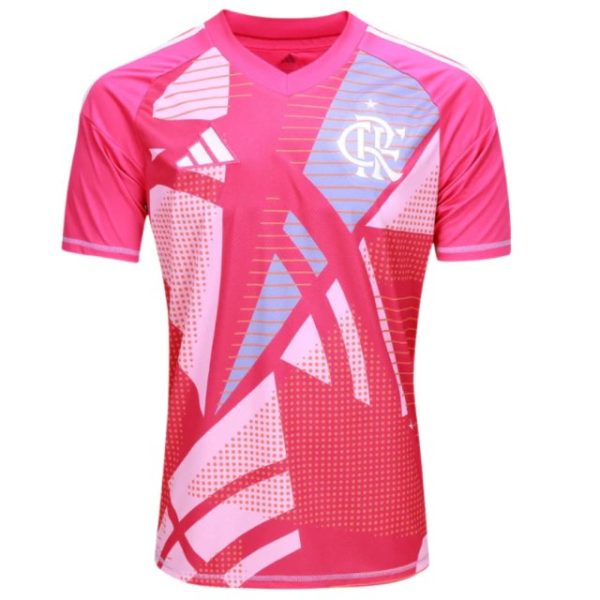 Camisa rosa do Flamengo Adidas com grafismos